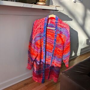 Free people oversized Always dreaming pink multicolor cardigan large